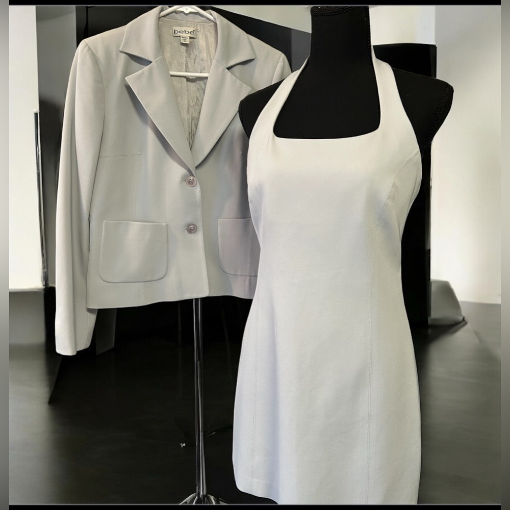 BEBE Light Gray Blazer and Dress Set